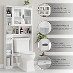 Vabches Over The Toilet Storage Cabinet with Acrylic Doors, White - Image 3