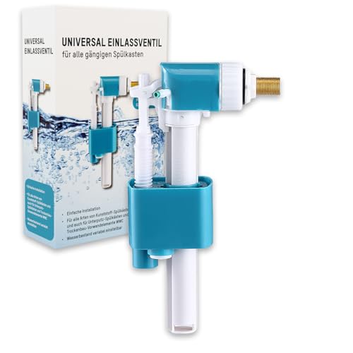 sanicomfort Universal Füllventil für WC-Spülkasten Schwimmerventil Einlassventil mit Messing-Gewinde G3/8 Wasserstand einstellbar für Aufputz- & Unterputz-Spülkästen