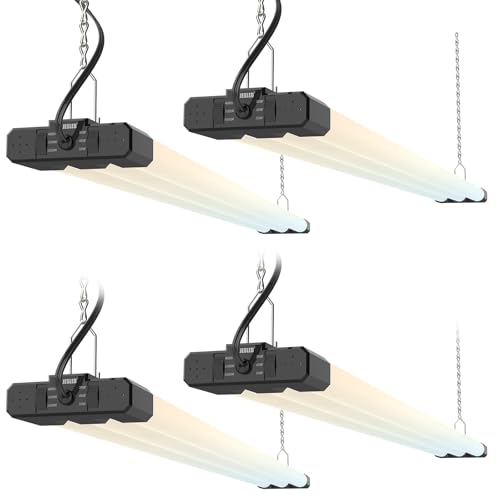 Image of JESLED LED Shop Lights 4FT 7500LM, 3CCT & 3 Wattage Adjustable, ETL | 3CCT 4000K, 5000K & 6500K, 30W /40W /50W Selectable, Linkable for Garages & Workshops, Ceiling or Hanging Mount, 4 Pack