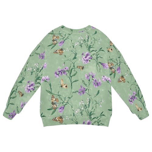 JUNZAN Cute Phlox Sage Green Kids Girls Sweatshirts Hoodies Crewneck Sweatshirt With Hoodie Sports 4T2