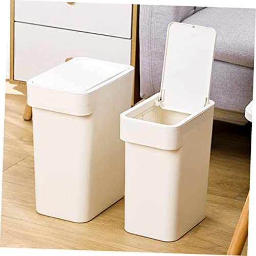 Caneca de basura rectangular blanco 10L con tapa Unomor miniatura 4