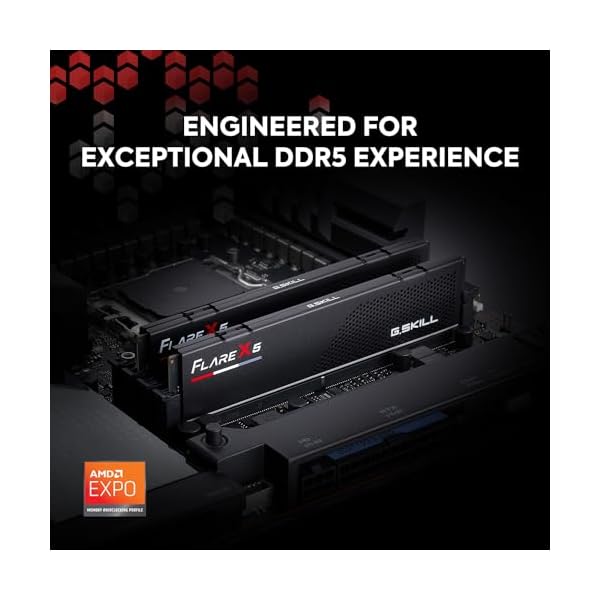 G.SKILL Flare X5 Series (AMD Expo) DDR5 RAM 64GB (2 x 32GB) 6000MT/s CL30-40-96 1,40V UDIMM Desktop-Speicher - Schwarz matt (F5-6000J3040G32GX2-FX5) – Bild 3
