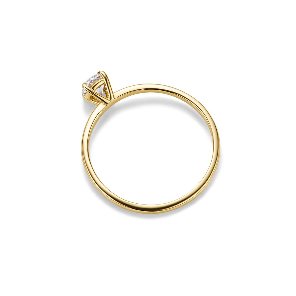OROVI Joyería para mujer, anillos de compromiso de oro amarillo 375 de 9 quilates y oro blanco con circonita cúbica solitaria, apilables, hechos a mano, hipoalergénicos, se entregan en caja de joyería