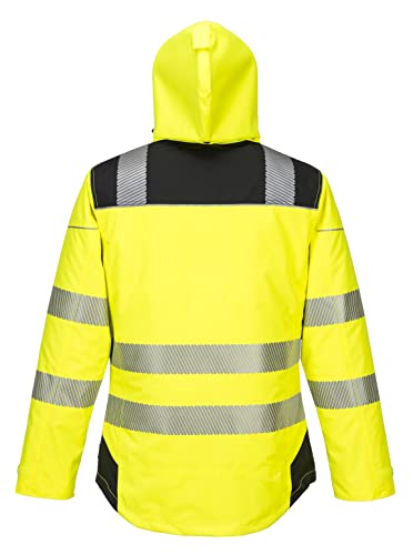 Portwest T400 Men's Pw3 Hi Vis Reflective Waterproof Winter Safety Jacket Yellow/Black, 5X-Large #TOP3