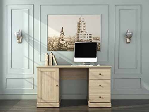 Furniture 247 1-Door 3-Drawer Study Desk, 60 x 140 x 74.5, Modern Oak Veneer