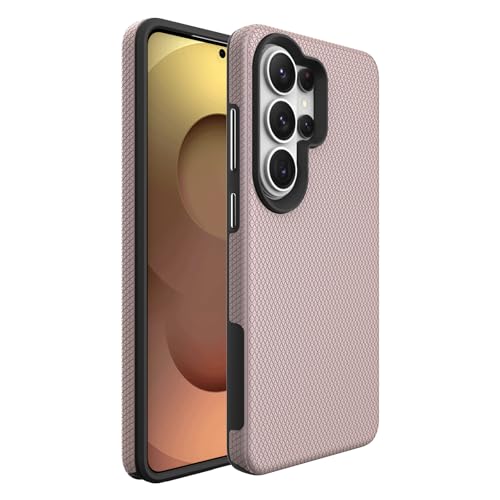 Image of NOXO Ultra-Hybrid Triangle Back Case Cover for Samsung Galaxy S26 Ultra | Shockproof Design | Camera Protection | Soft TPU & Rugged PC | Bumper Cases and Covers (Aureate Pink)