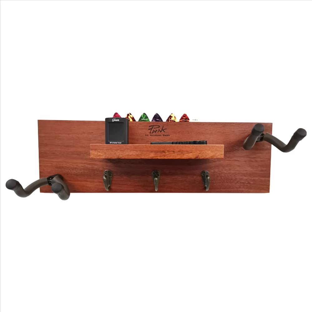 Doppelter Gitarrenhalter, Wandhalterung, multifunktionaler Gitarren-Wandaufhänger mit Plektrumhalterung, 3 Haken, 2 Gitarrenhalter für E-Gitarre, Violine, Bass, Ukulele, Gitarrenzubehör