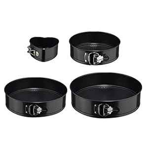 4 Metal Springform Cake Tin with Removable Base Heart-Shaped Round for Kitchen Baking Moulds Cake Mould