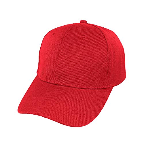 Carnavalife Gorra de Béisbol Ajustable de Estilo Polo Clásico Deportivo Casual de Color Liso Suave y Transpirable Unisex para Adultos y Niños Modelo JDH-1 (Rojo, Talla Niño/54cm)