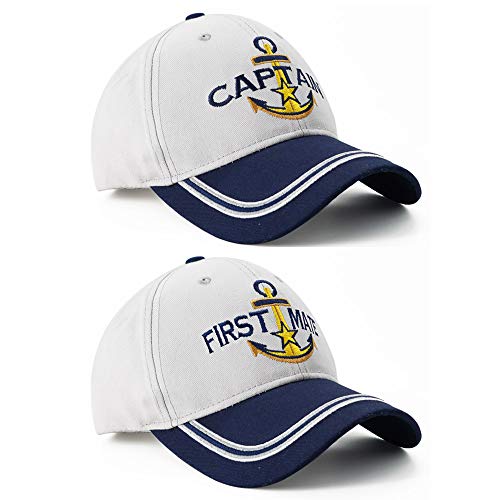 Captain Hat & First Mate | Matching Skipper Boating Baseball Caps | Nautical Marine Sailor Navy Hats - Image 2