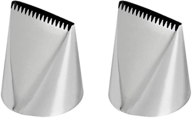 DUORUI 2pcs Icing Piping Nozzle Tips Cream Cake Decorating Cupcake Fondant Cake Stainless Steel Flat & Zigzag Large Opening Shape