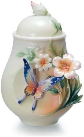 Franz Porcelain Fluttering Beauty Flower & Butterfly Sugar Jar, FZ02036