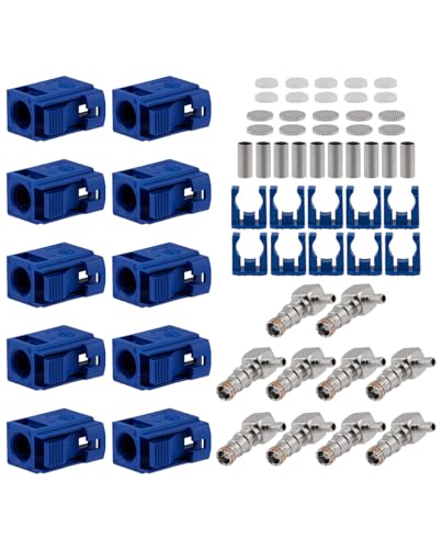 Vecys 10PCS Fakra C Female Crimp Connectors Fakra C Female Right Angle Blue Connector Coding Crimp for RG316 RG174 LMR100 Cable - Image 3