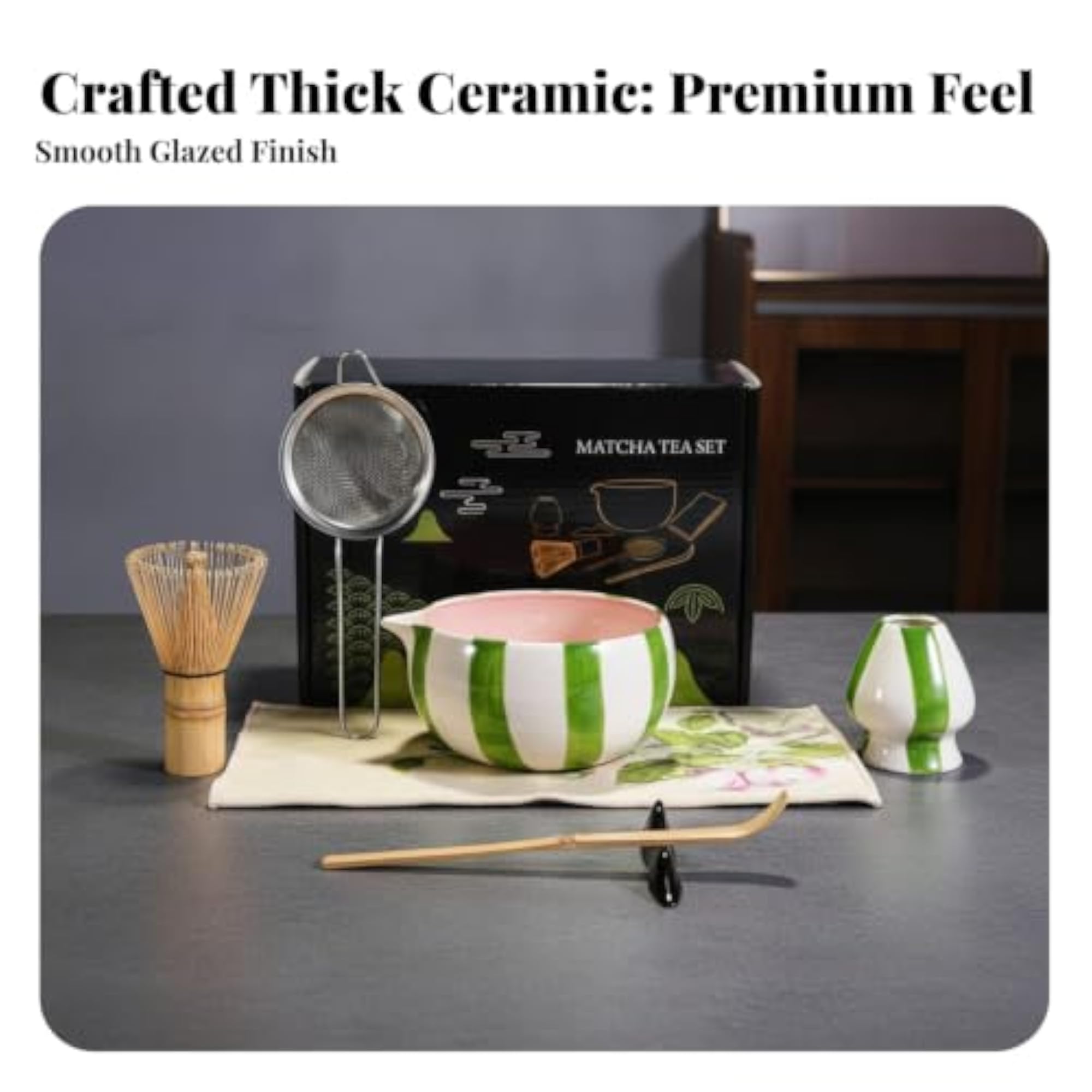 Hand-Painted Matcha Tea Set with Whisk