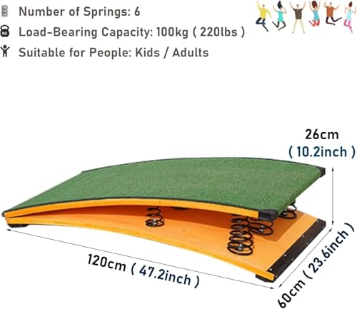 Heavy Duty Spring Board per l'allenamento di voltatura della ginnastica, 60x120cm superficie antiscivolo, 6 molle d'acciaio, piattaforma di legno durevole per gli atleti della scuola domestica