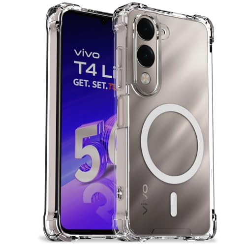Image of Outlouders Back Cover for Vivo T4 Lite 5G / Vivo Y19 5G Mag-Safe Transparent PC + TPU Bumper Case with Magnetic Support Shockproof Protection (Transparent Mag-Safe)