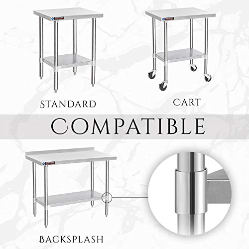 Image of DuraSteel Galvanized Under Shelf for Work Tables - Extra Adjustable Lower Shelf for 24 inch x 30 inch Stainless Steel and Wooden Worktables - Fits for use in Restaurant, Warehouse, Home, Kitchen, Garage