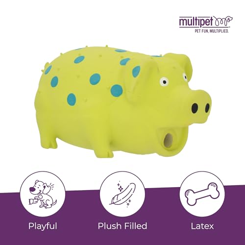 Multipet's 9-Inch Latex Polka Dot Globlet Pig Dog Toy, Assorted Colors, Large