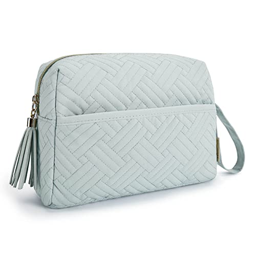 Image of BAGSMART Makeup Bag, Cosmetic Bag for Purse,Travel Make Up Pouch,Water-resistant Toiletry Bag Elegant Roomy, Makeup Accessories Organizer, Light Blue