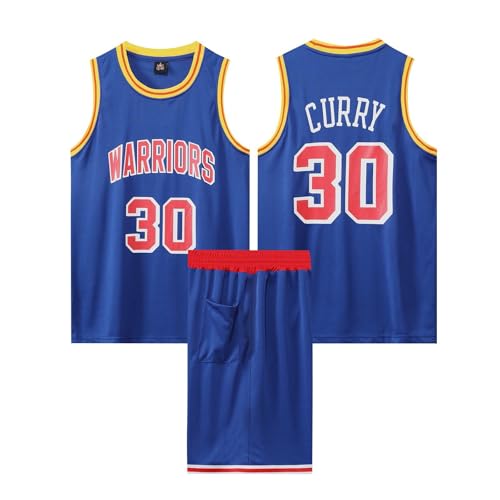 Camiseta de Baloncesto Hombre y Niño 2 Piezas, Camiseta de Baloncesto para Hombre y Niño + Pantalones Cortos, Trajes de Baloncesto para Adultos y Niños Azul M