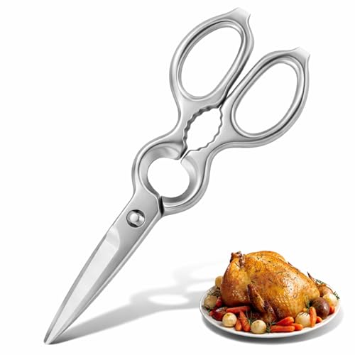 GENHY Kitchen Forged Heavy Duty Shears Come Apart Ultra Sharp Multi-Function Stainless Steel Scissors with Bottle Opener and Nut Cracker (20.5CM)