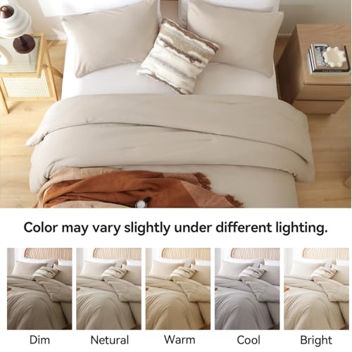 Image of ROSGONIA Oversized Queen Comforter Light Khaki, 3pcs (1 Comforter & 2 Pillowcases) Lightweight Oversized Queen Comforter Sets Bedding Blanket Quilts