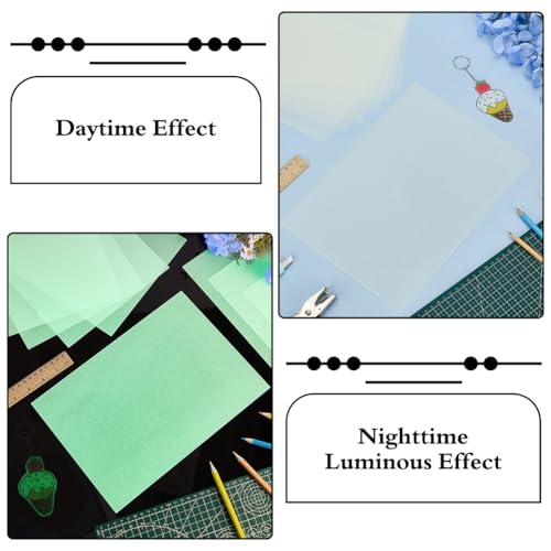 FINGERINSPIRE 8 Stück Im Dunkeln Leuchtende Kunststoff Schrumpffolien 20x14.5cm Rechteckig Weißer Rauch Nachts Leuchtende Schrumpffolienfolie Für Heimwerker Kreative Bastelmaterialien Bastelmaterial