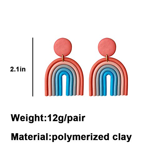 Vintage Handmade Colorful Rainbow Soft Clay Dangle Earrings Boho Lovely Candy Pendant Drop Earrings for Women2