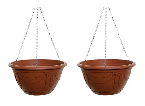 Products Mall 2 x Round Terracotta Modern Hanging Planter
