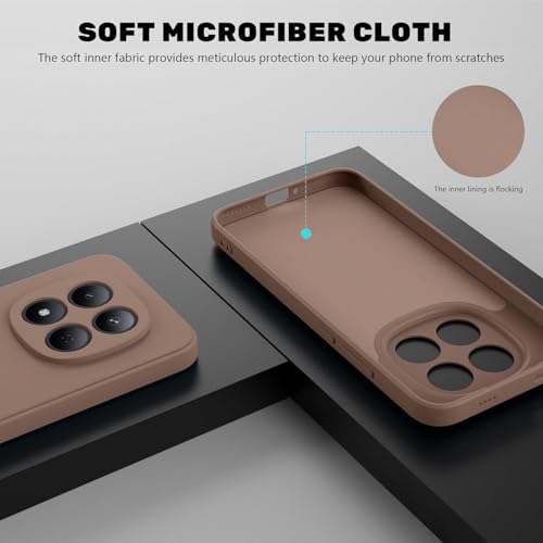 Image of DIZORO Compatible with Mi Redmi Note 15 Pro Plus 5G Back Cover with Upgraded Square Edges for Camera Protection Shockproof Flexible Matte Liquid Silicone Mobile Phone Case - Brown