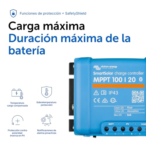 Miniatura 7 de Victron Energy Smartsolar Mppt Charge Controller 100 20-48 12 V 24 V 48 V 20 A Solar Charge Controller Bluetooth Integrado Scc110020160r