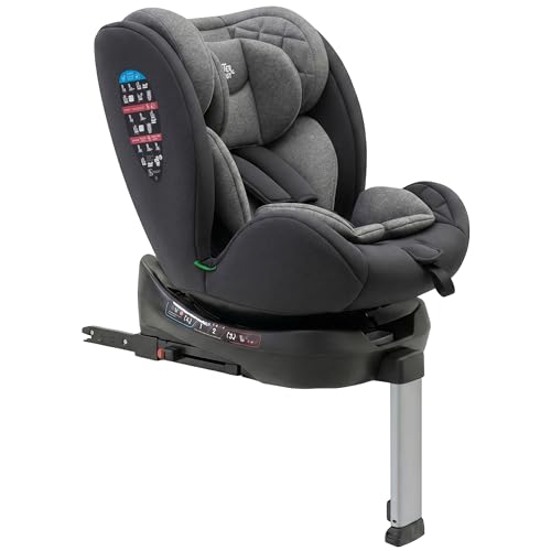 Interbaby Silla Coche Bebé ISOFIX 360º Giratoria 40 150 cm 0 12 Años Grupo 0+1+2+3 | Silla Coche Niño Reclinable, Protección Lateral SIP, Reposacabezas Ajustable, Reductor Recién Nacido (Sella)(Gris)
