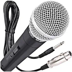 Microfone Dinâmico Profissional Com Fio De 5 Metros 5V Relação 6,5mm P10 Liga De Neodímio Cardióide Unidirecional Cor Preto Para Karaokê Streaming Transmissão LINHA PREMIUM