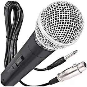 Microfone Dinâmico Profissional Com Fio De 5 Metros 5V Relação 6,5mm P10 Liga De Neodímio Cardióide Unidirecional Cor Preto Para Karaokê Streaming Transmissão LINHA PREMIUM