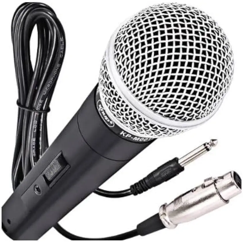 Microfone Dinâmico Profissional Com Fio De 5 Metros 5V Relação 6,5mm P10 Liga De Neodímio Cardióide Unidirecional Cor Preto Para Karaokê Streaming Transmissão LINHA PREMIUM