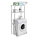 BAOYOUNI Scaffale sopra Lavatrice con 2 Ripiani Mobile Portaoggetti per Toilette WC Organizer per Scaffale Salvaspazio da Bagno Multifunzionale Mensola, Larghezza Regolabile 62-101cm, Bianco