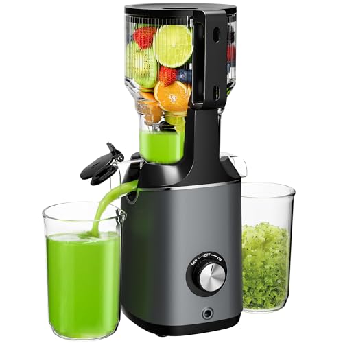 EUHOMY Cold Press Juicer, Extra Large Feed Chute Slow Masticating Juicer De 5,5', Máquinas De Juicer De 400 W, 99,6% De Alto Rendimento De Suco, Fácil De Limpar, Função Reversa, Para Vegetais E Frut