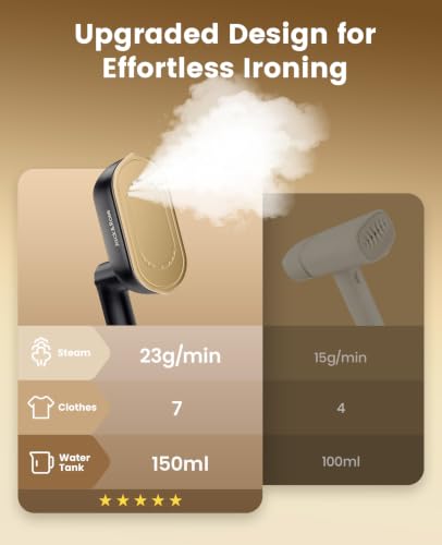Image of Jack ＆ Rose Travel Steamer Iron for Clothes,1200w Iron Steamer,Portable Handheld Travel Size Steamer iron,8S Fast Heat-Up，Large Ceramic Heat Panel (Black)
