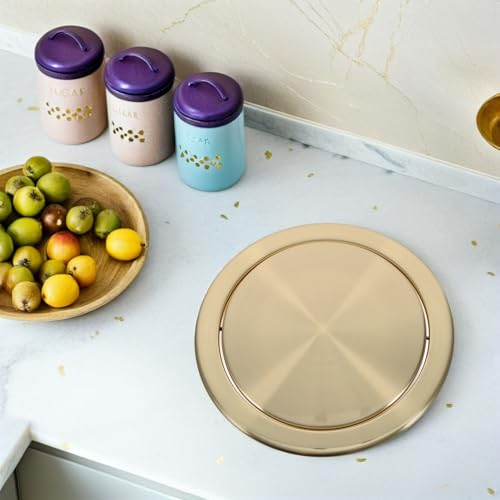 Couvercle basculant encastré poubelle cuisine en acier or avec clapet rotatif automatique - 7