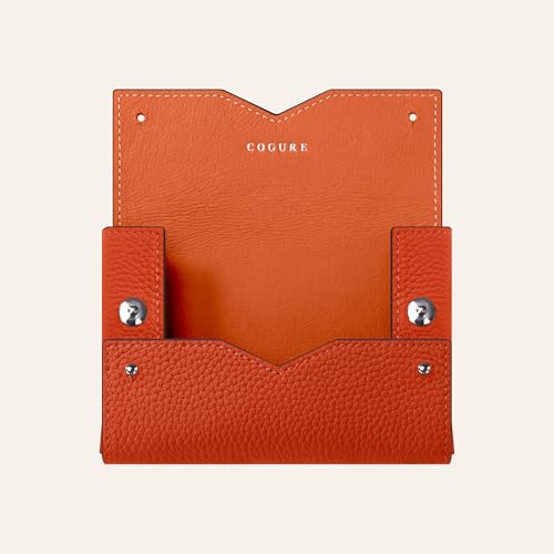 COGURE ポケットティッシュケース ティッシュカバー 本革 革 レザー コンパクト おしゃれ シンプル 持ち運び 専用ボックス付き COPTissue オレンジ [2]