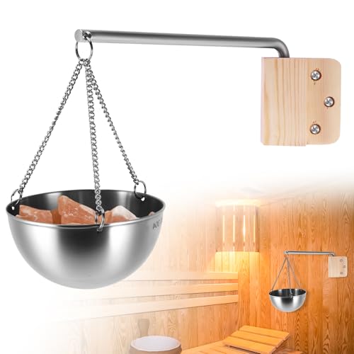 Schüssel Sauna, 350 ML Edelstahl Sauna Schüssel mit Zubehör, Sauna Verdampferschale Hängend ätherische Öl Schüssel Sauna Zubehör für Sauna Und Spa Aufguss