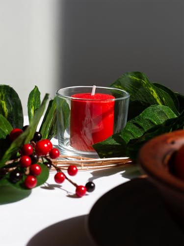 Image of CANDWAX Unscented Red Votive Candles Set of 36 - Clean-Burning, Long-Lasting 15 Hour Burn - Ideal for Weddings, Home Decor, Spa, Events - Bulk Value for Versatile Use