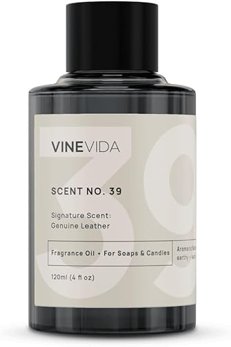 VINEVIDA 4 onzas Aceite de fragancia de cuero genuino para fabricación de velas, aroma de velas hecho en Estados Unidos para fabricación de velas,