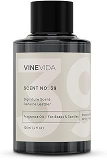 VINEVIDA [4oz] Genuine Leather Fragrance Oil for Candle Making - Made in USA Candle Scents for Candle Making - Natural Candle Fragrance Oil - Scents for Soap Making