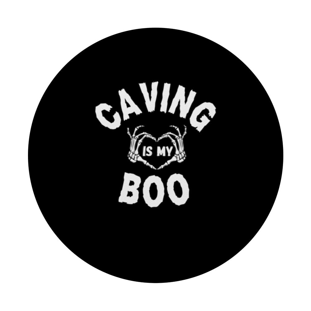 Caving Is My Boo Halloween Love PopSockets Swappable PopGrip, Black - Image 3