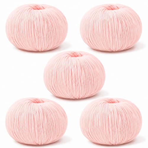Laine mérinos pour tricot - 500 g (5 x 100 g) - Pour bébé - Rose clair