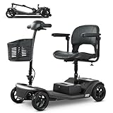 Folding Mobility Scooters for Adults Foldable Lightweight Travel 4 Wheel Scooter Handicap Electric Scooters for Seniors Collapsible Mobility Scooter All Terrain Portable 15miles 330lbs (BLACK)