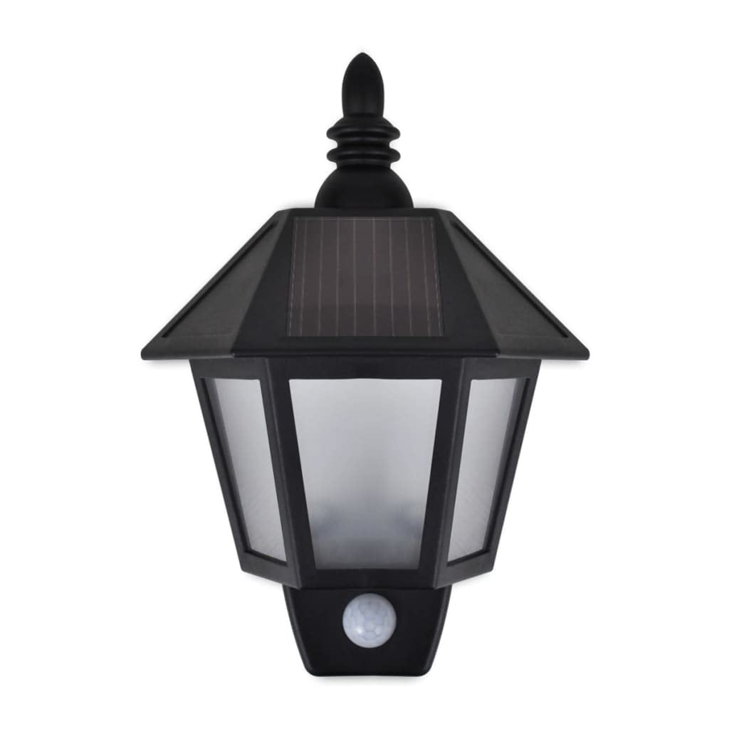 vidaXL 2x Solar Wandleuchte mit Bewegungssensor Solarleuchte Gartenlicht Solarstrahler Solarlampe Wandlampe Außenleuchte Außenlampe Schwarz
