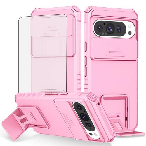 Coque Pixel 9 avec protection écran verre trempé et étui béquille antichoc 5G