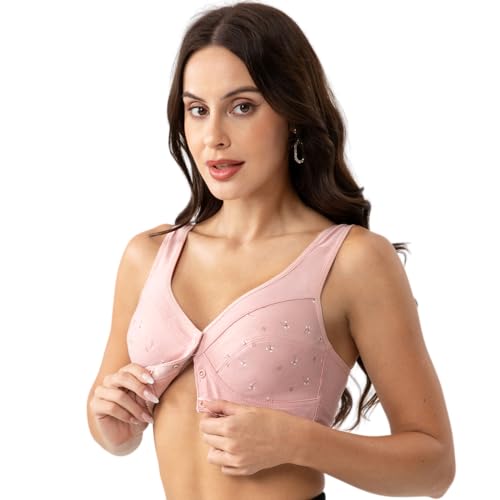 Image of Womens Daisy Bra Front Closure Sports Bras Beauty Back Full Coverage Comfor Easy Close Bra Front Buckle Corset Beige